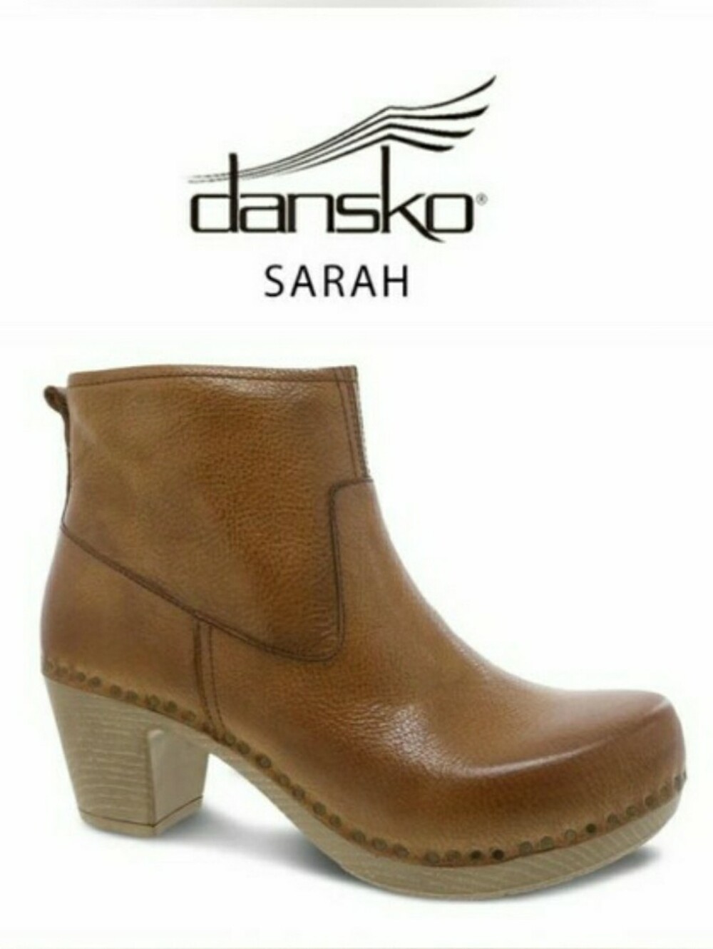 Dansko Sarah Clog Boot Ankle Bootie Heel Pump Zipper Honey Burnished Boho Gypsy